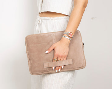 Mist Still Genuine Suede Leather 13-14 Inch MacBook & Laptop Sleeve
