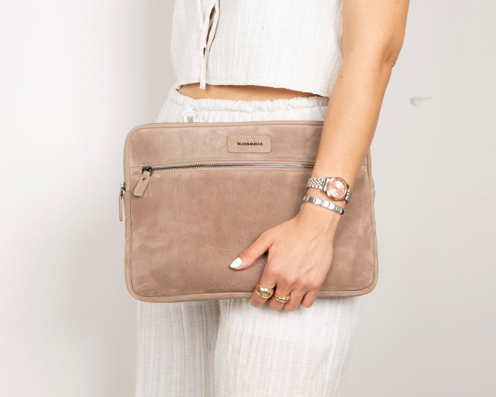 Mist Still Genuine Suede Leather 13-14 Inch MacBook & Laptop Sleeve