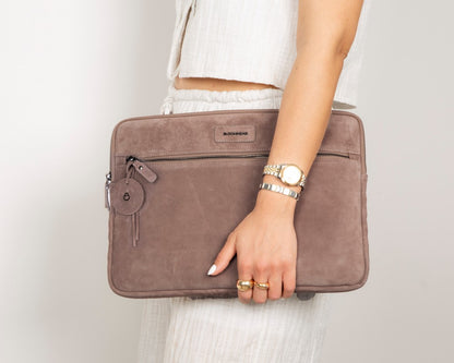 Mist Still Genuine Suede Leather 15-16 Inch MacBook & Laptop Sleeve
