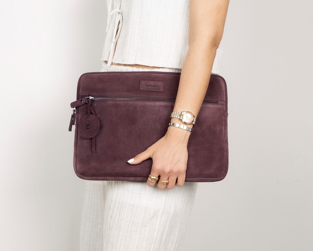 Burgundy Still Genuine Suede Leather 15-16 Inch MacBook & Laptop Sleeve