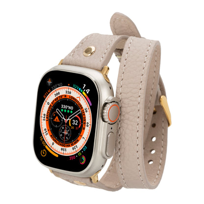 Hector Double Tour Leather Apple Watch Band with Gold Trok