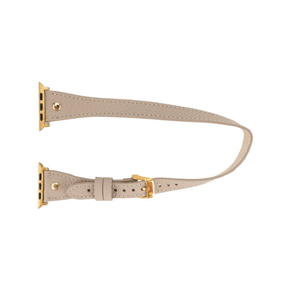 Hector Double Tour Leather Apple Watch Band with Gold Trok