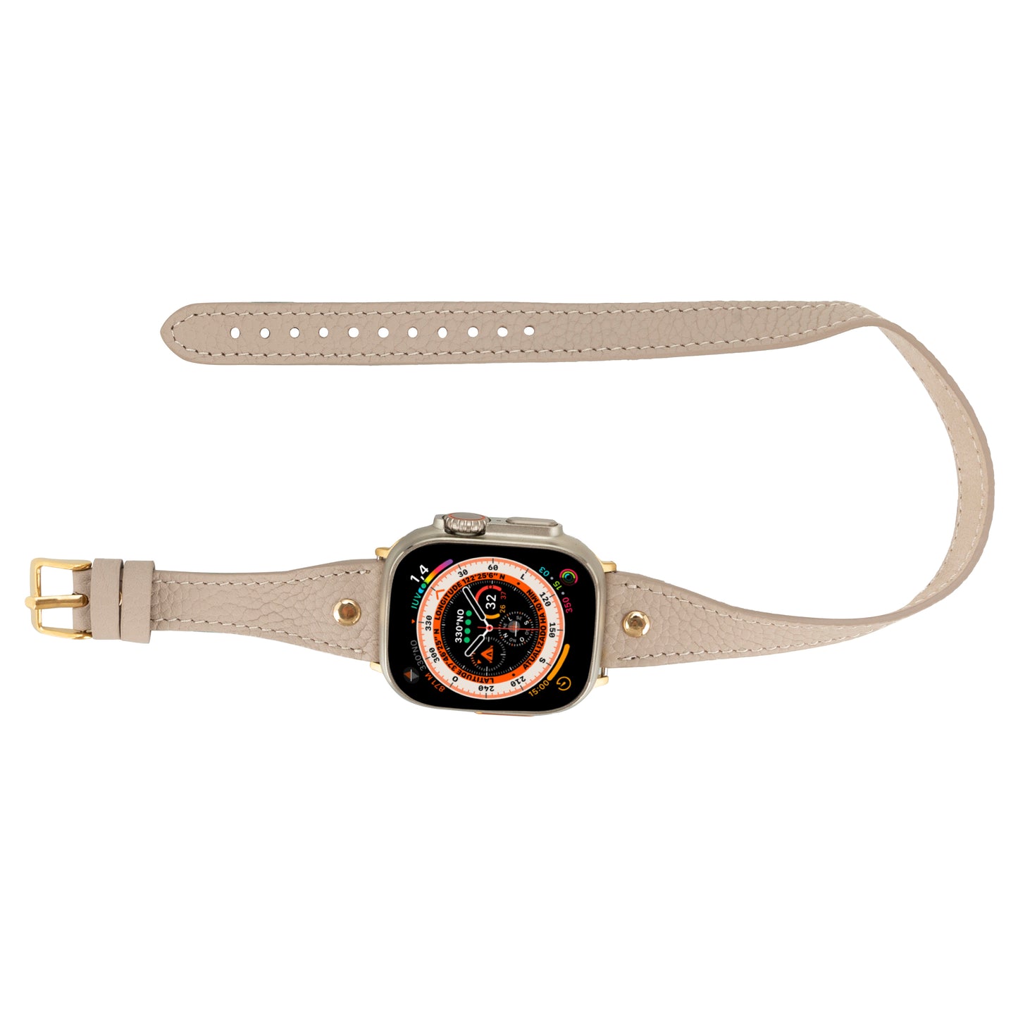 Hector Double Tour Leather Apple Watch Band with Gold Trok