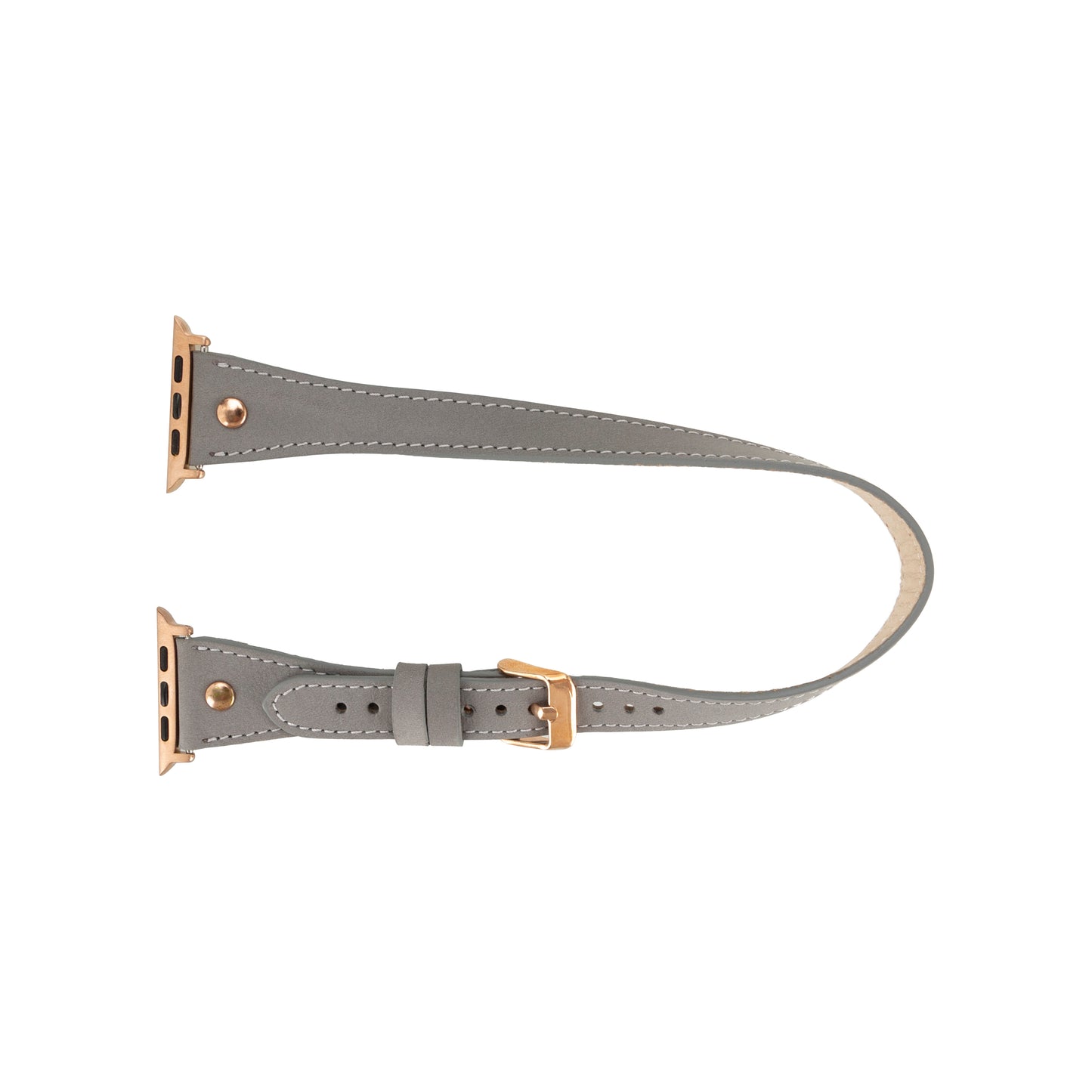 Hector Double Tour Leather Apple Watch Band with Rose Gold Trok