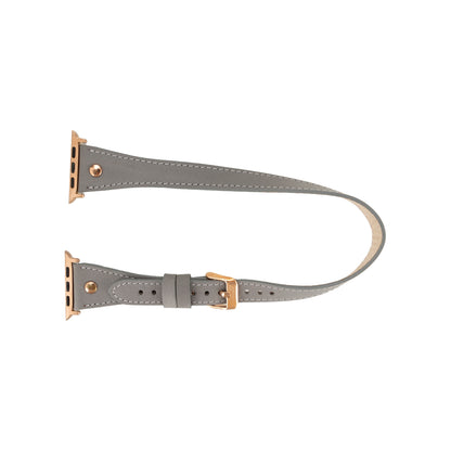 Hector Double Tour Leather Apple Watch Band with Rose Gold Trok