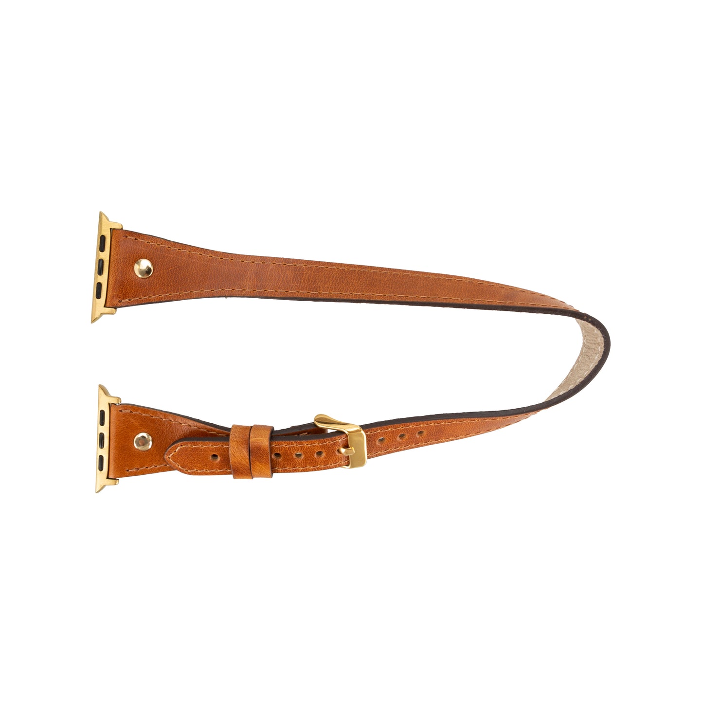 Hector Double Tour Leather Apple Watch Band with Gold Trok