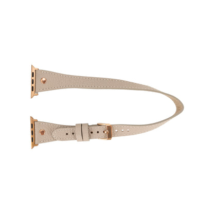 Hector Double Tour Leather Apple Watch Band with Rose Gold Trok