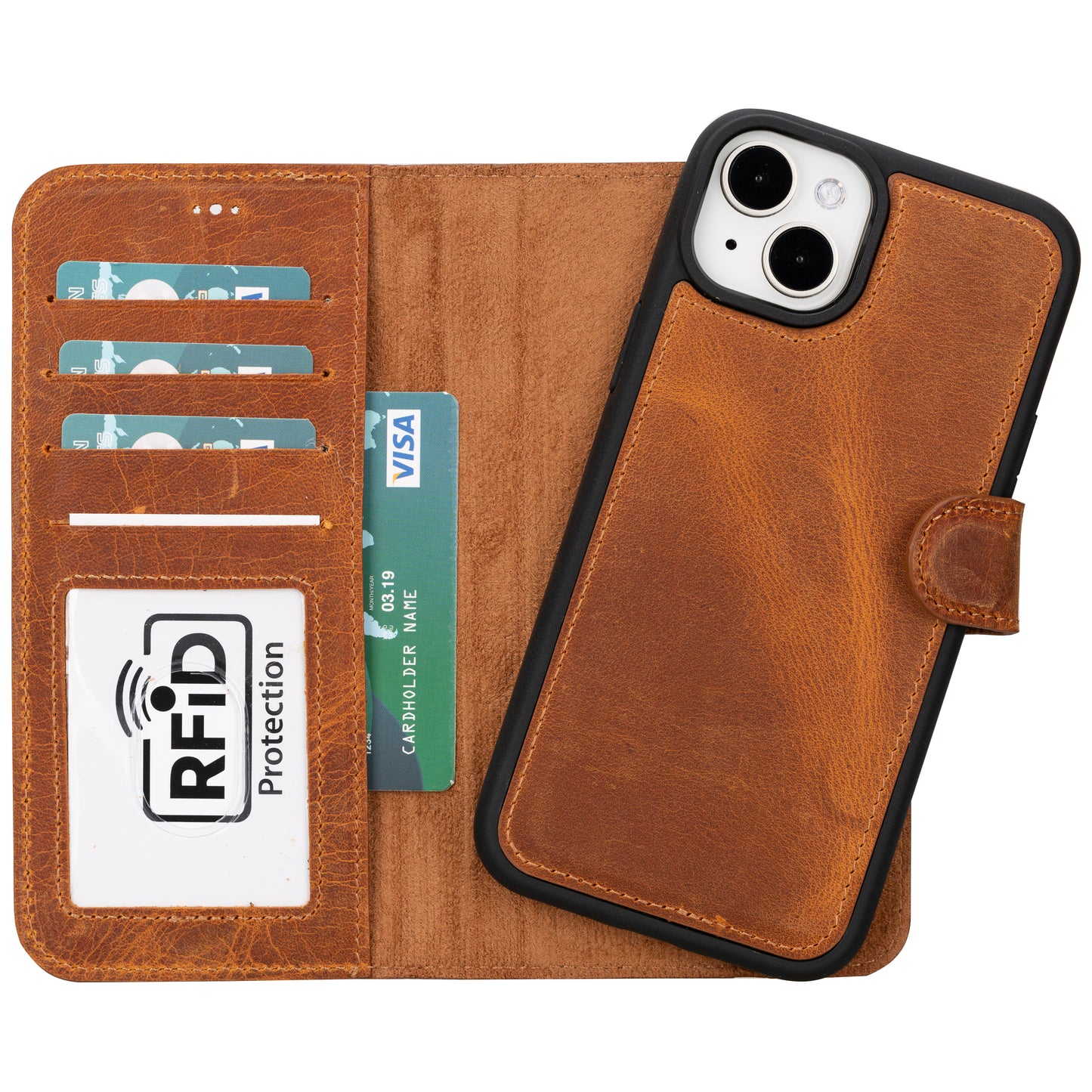 Magic iPhone 16 Plus Detachable Genuine Leather Case