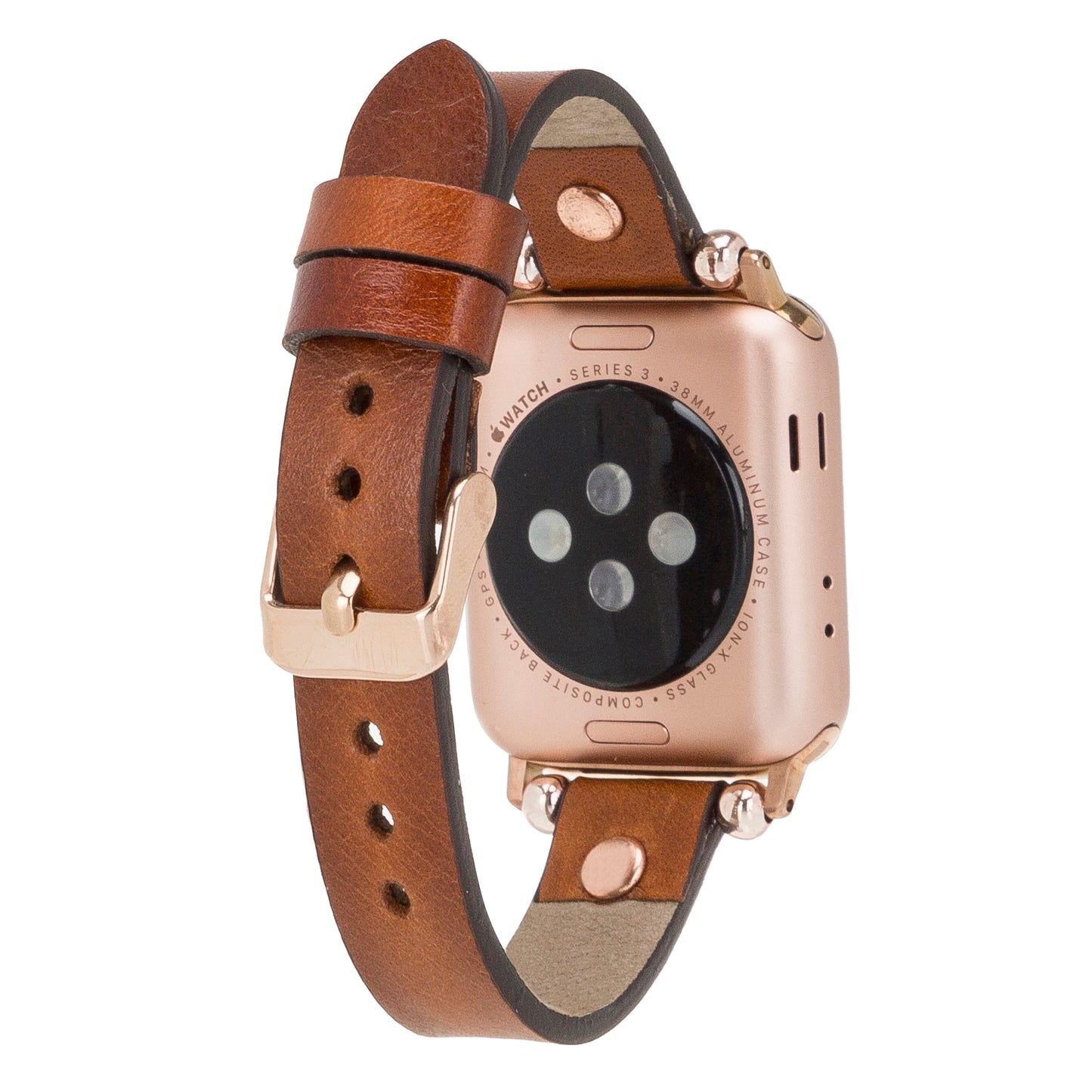 Ferro Leather Apple Watch Band with Rose Gold Trok