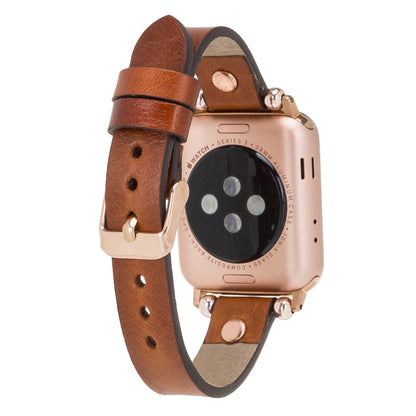 Ferro Leather Apple Watch Band with Rose Gold Trok