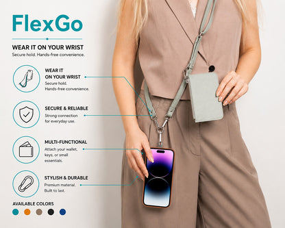 FlexGo PU Leather Phone Strap & Wallet Set – Clip-On Flex