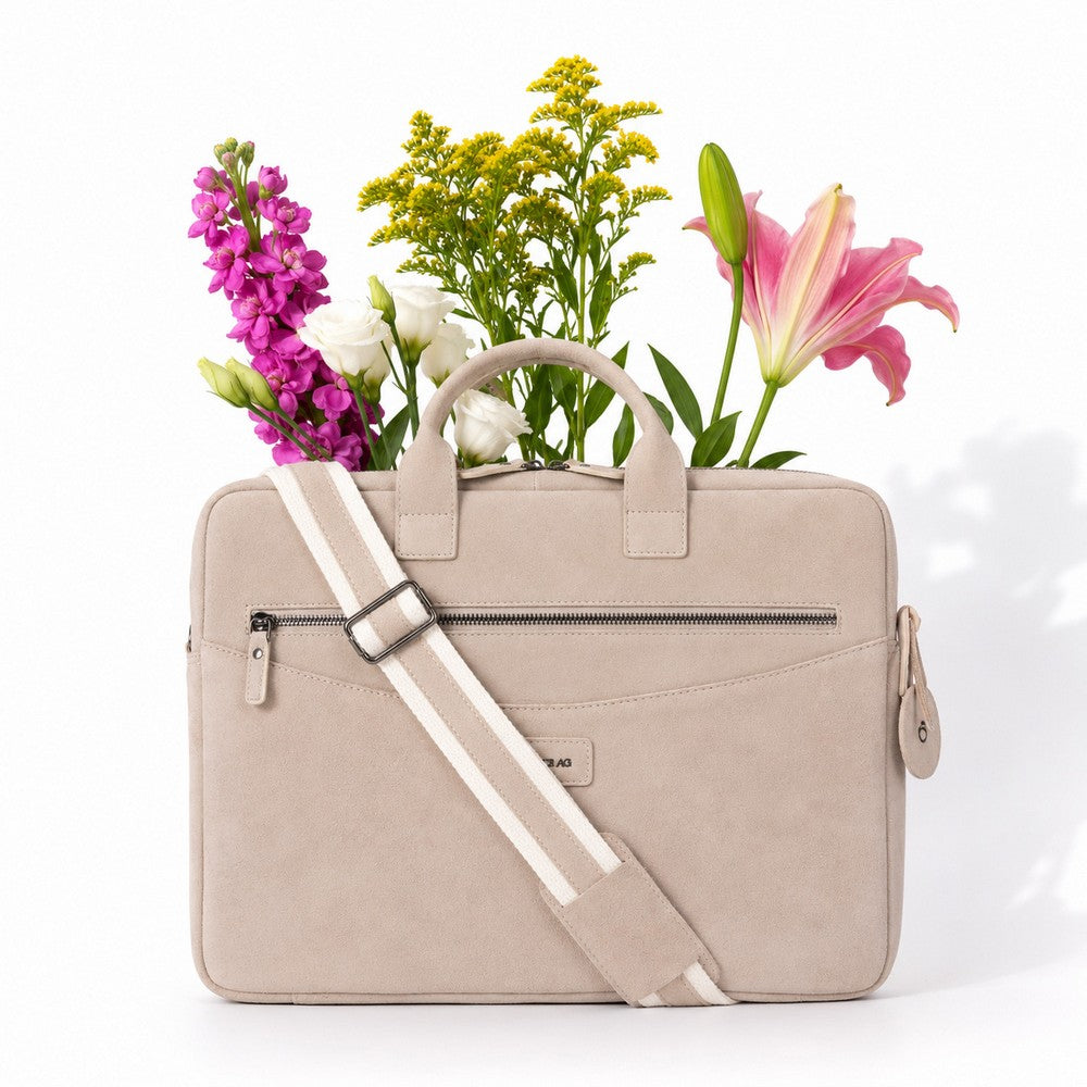 Mint Still Genuine Suede Leather 15-16 Inch MacBook & Laptop Bag