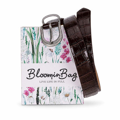 Bloom in Still Women Genuine Leather Belt - Mocha Croco