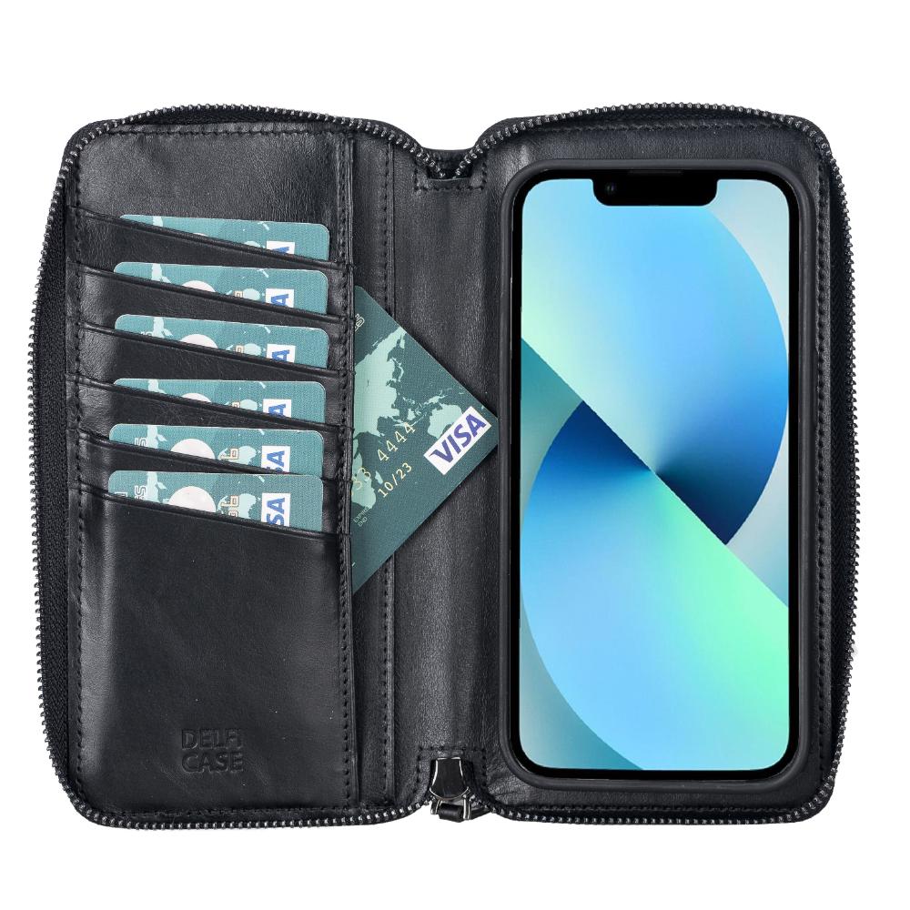 Delfi, Trina iPhone 13 Leather Detachable and Zipper Wallet Case