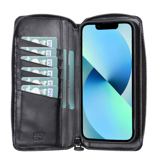 Delfi, Trina iPhone 13 Pro Max Leather Detachable and Zipper Wallet Case