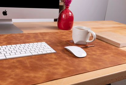 Natural Leather Desk Mat Large