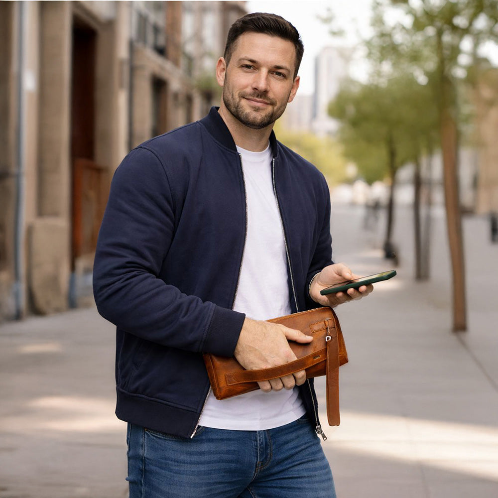 Lupus Leather Clutch Bag