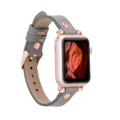Ferro Leather Apple Watch Band with Rose Gold Trok
