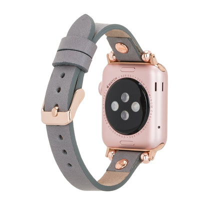 Ferro Leather Apple Watch Band with Rose Gold Trok