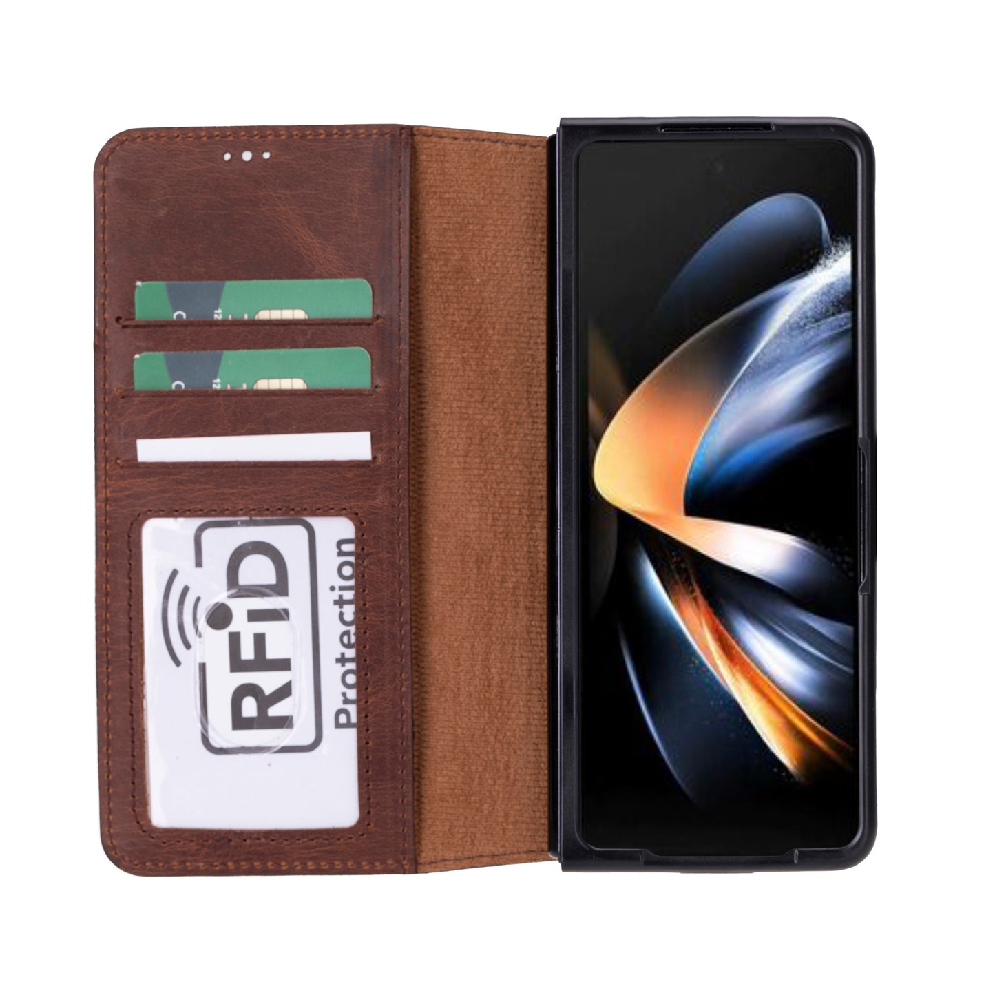 Wallet Case Samsung Galaxy Z Fold 5 Non-Detachable Genuine Leather Wallet Case - WC