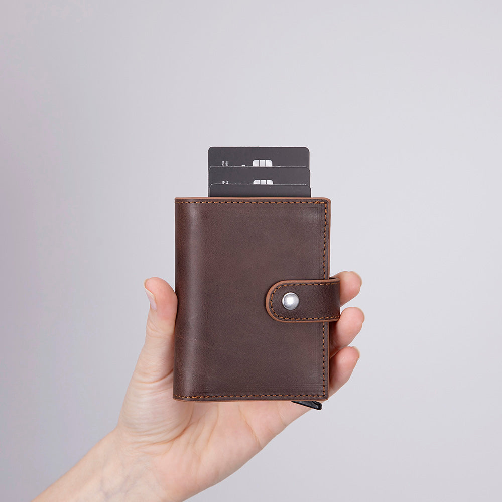Palermo Mechanical Leather Card Holder