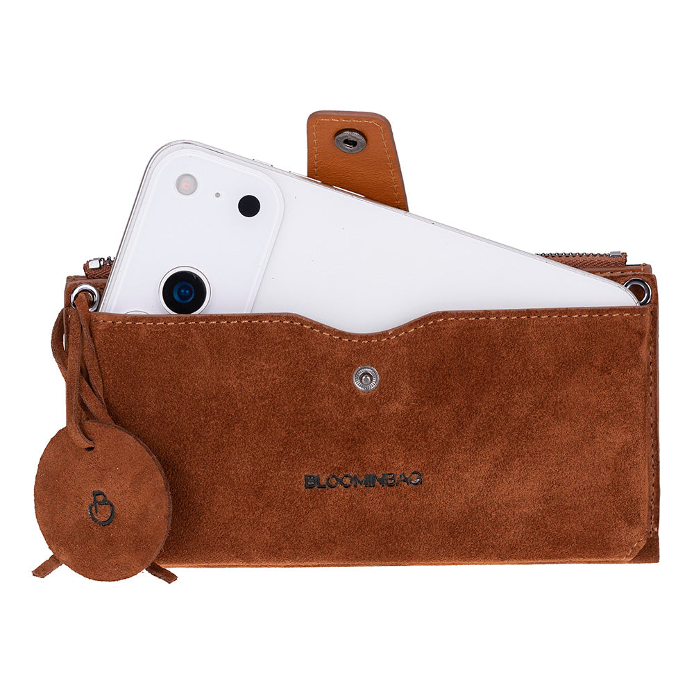 Camel Lozan Genuine Leather Crossbody Phone Wallet Bag