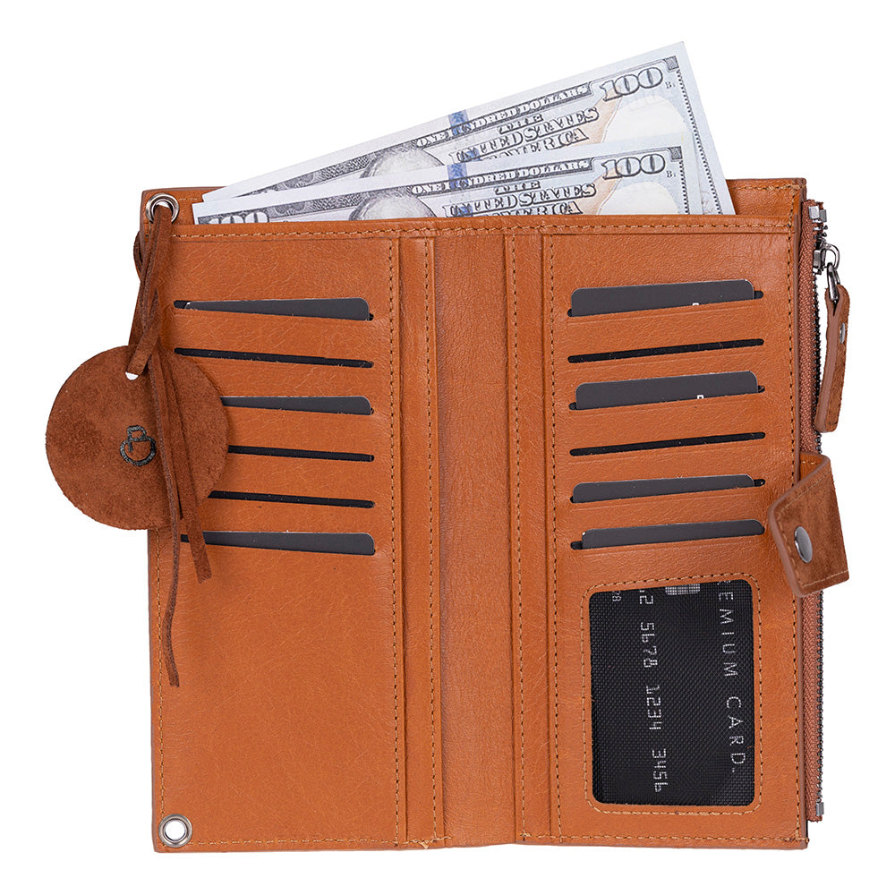 Camel Lozan Genuine Leather Crossbody Phone Wallet Bag