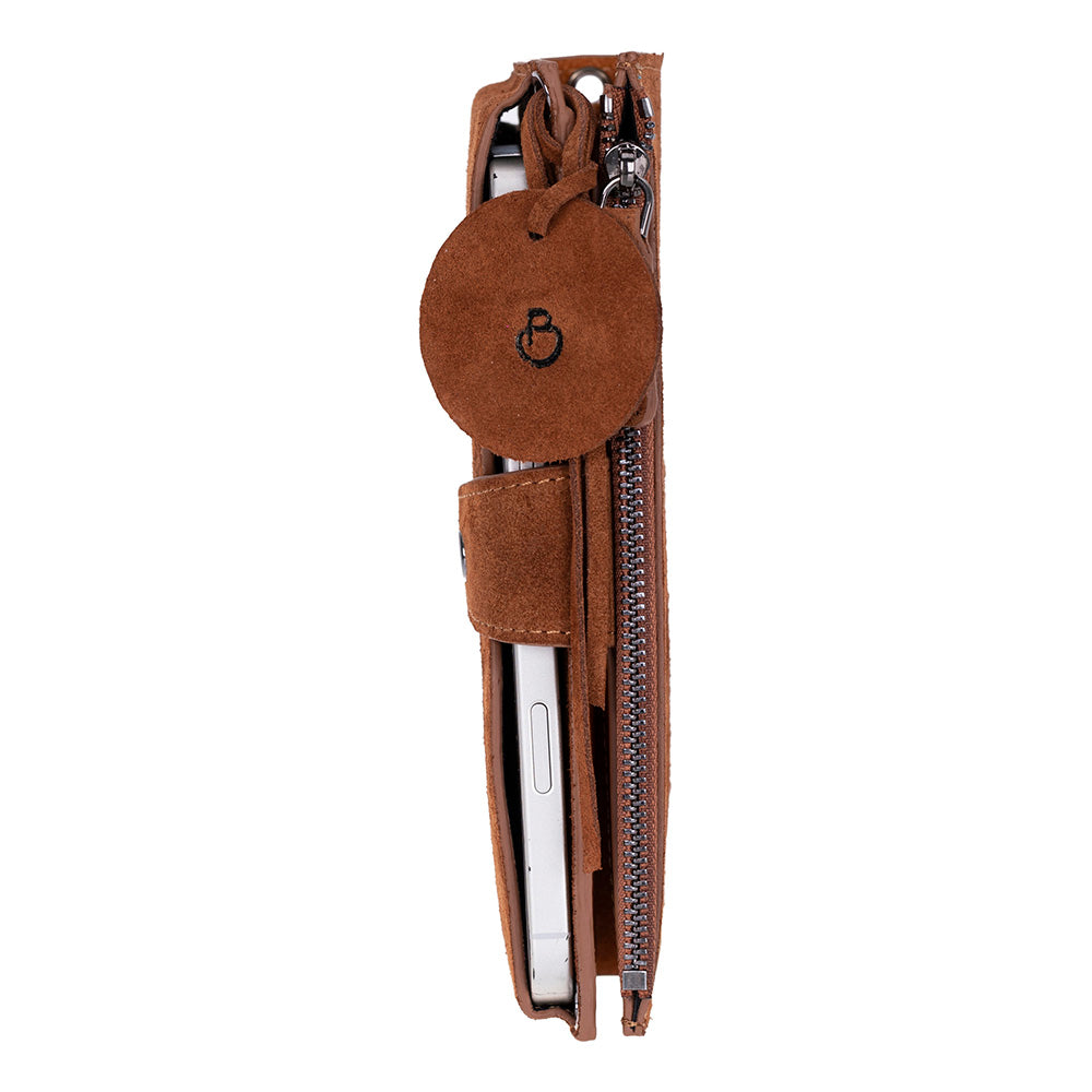 Camel Lozan Genuine Leather Crossbody Phone Wallet Bag