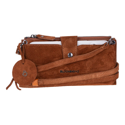 Camel Lozan Genuine Leather Crossbody Phone Wallet Bag