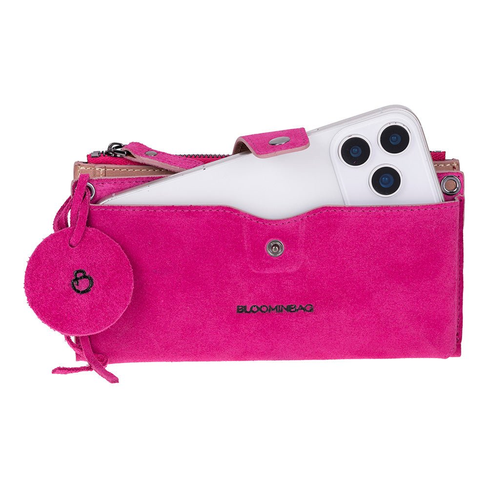 Bloom Lozan Genuine Suede Leather Crossbody Phone Wallet Bag