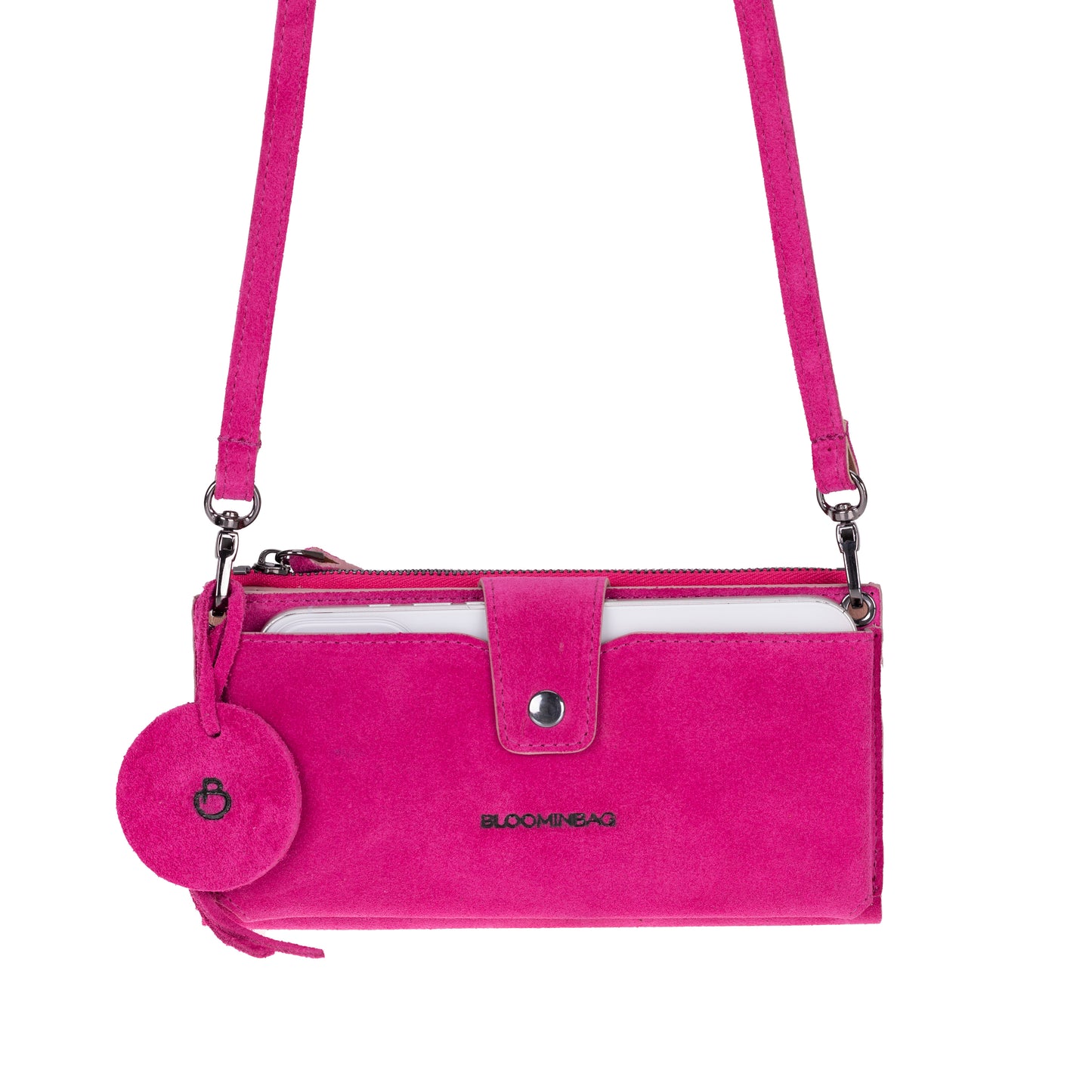 Bloom Lozan Genuine Suede Leather Crossbody Phone Wallet Bag
