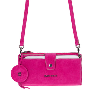Bloom Lozan Genuine Suede Leather Crossbody Phone Wallet Bag