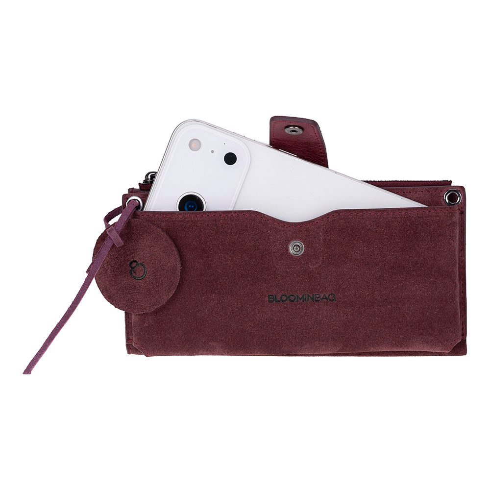 Burgundy Lozan Genuine Leather Crossbody Phone Wallet Bag