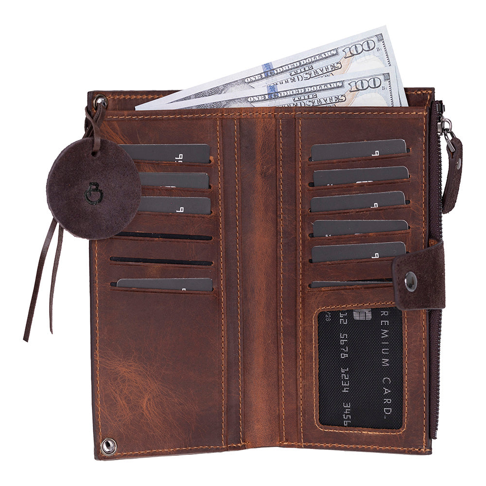 Mocha Lozan Genuine Suede Leather Crossbody Phone Wallet Bag