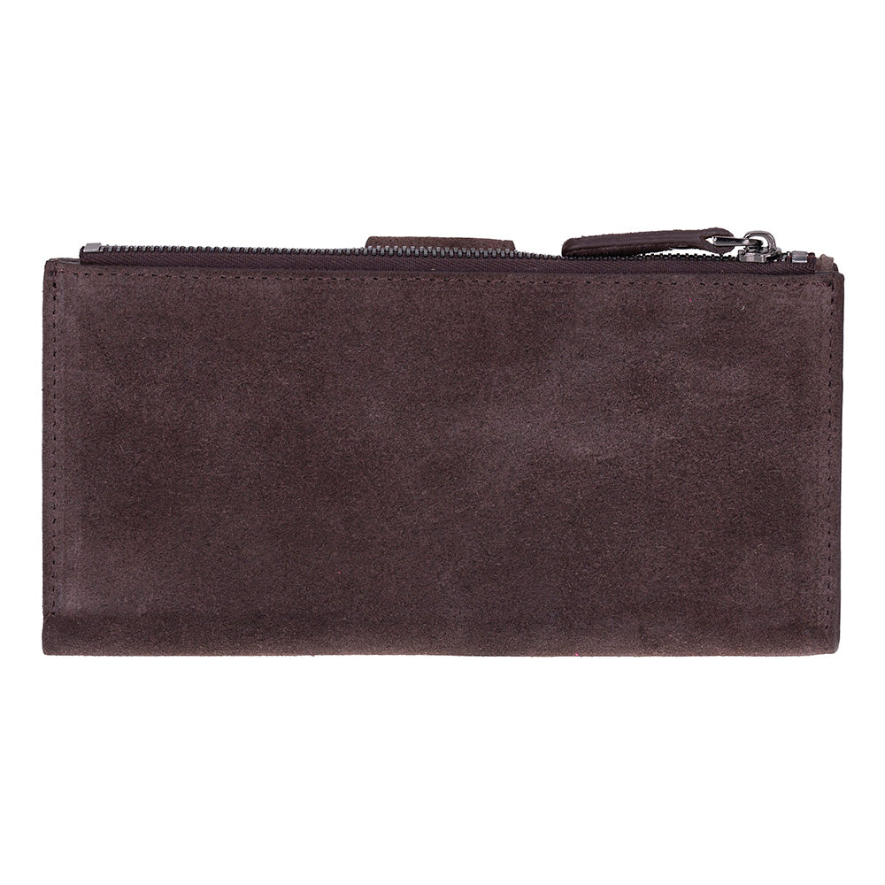 Mocha Lozan Genuine Suede Leather Crossbody Phone Wallet Bag