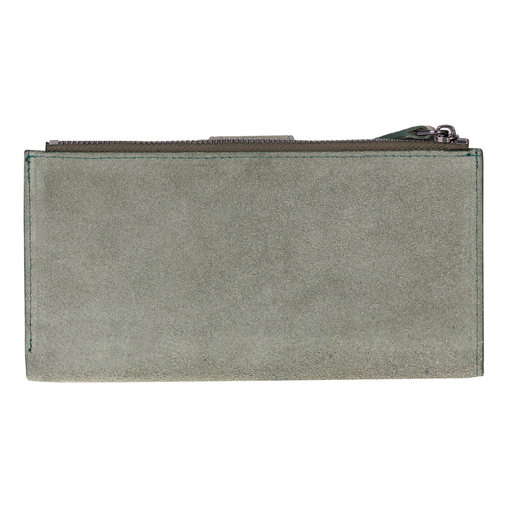 Mint Lozan Genuine Suede Leather Crossbody Phone Wallet Bag