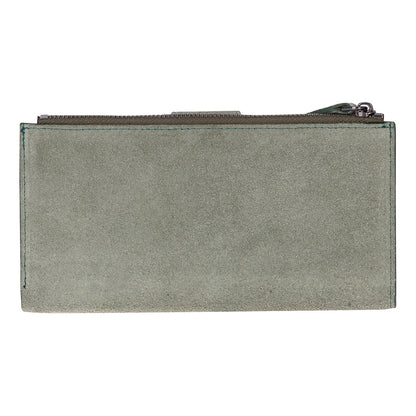Mint Lozan Genuine Suede Leather Crossbody Phone Wallet Bag