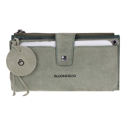 Mint Lozan Genuine Suede Leather Crossbody Phone Wallet Bag
