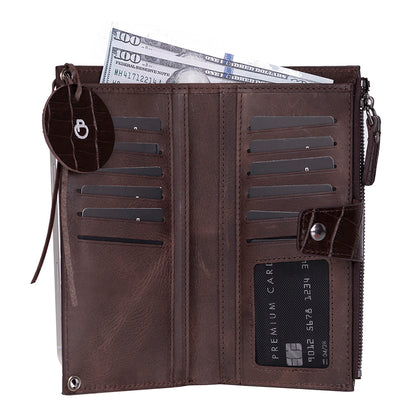 Mocha Croco Lozan Genuine Leather Crossbody Phone Wallet Bag