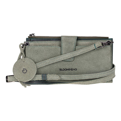 Mint Lozan Genuine Suede Leather Crossbody Phone Wallet Bag