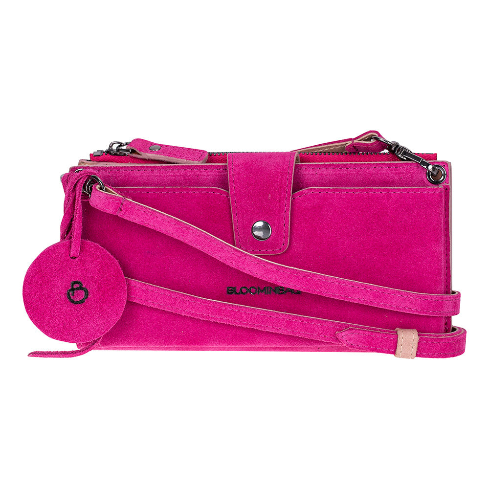 Bloom Lozan Genuine Suede Leather Crossbody Phone Wallet Bag