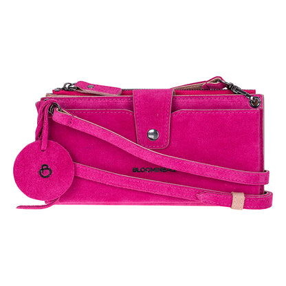 Bloom Lozan Genuine Suede Leather Crossbody Phone Wallet Bag