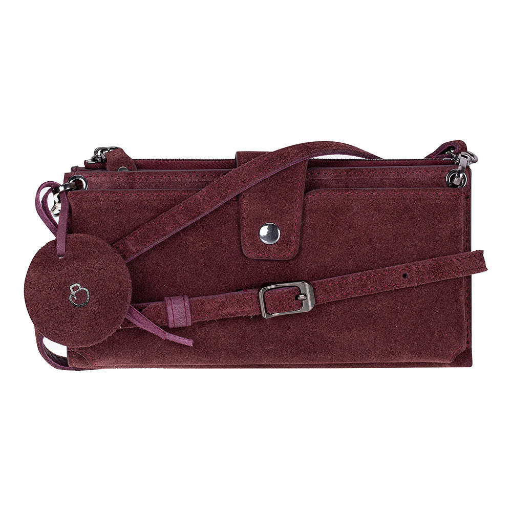 Burgundy Lozan Genuine Leather Crossbody Phone Wallet Bag