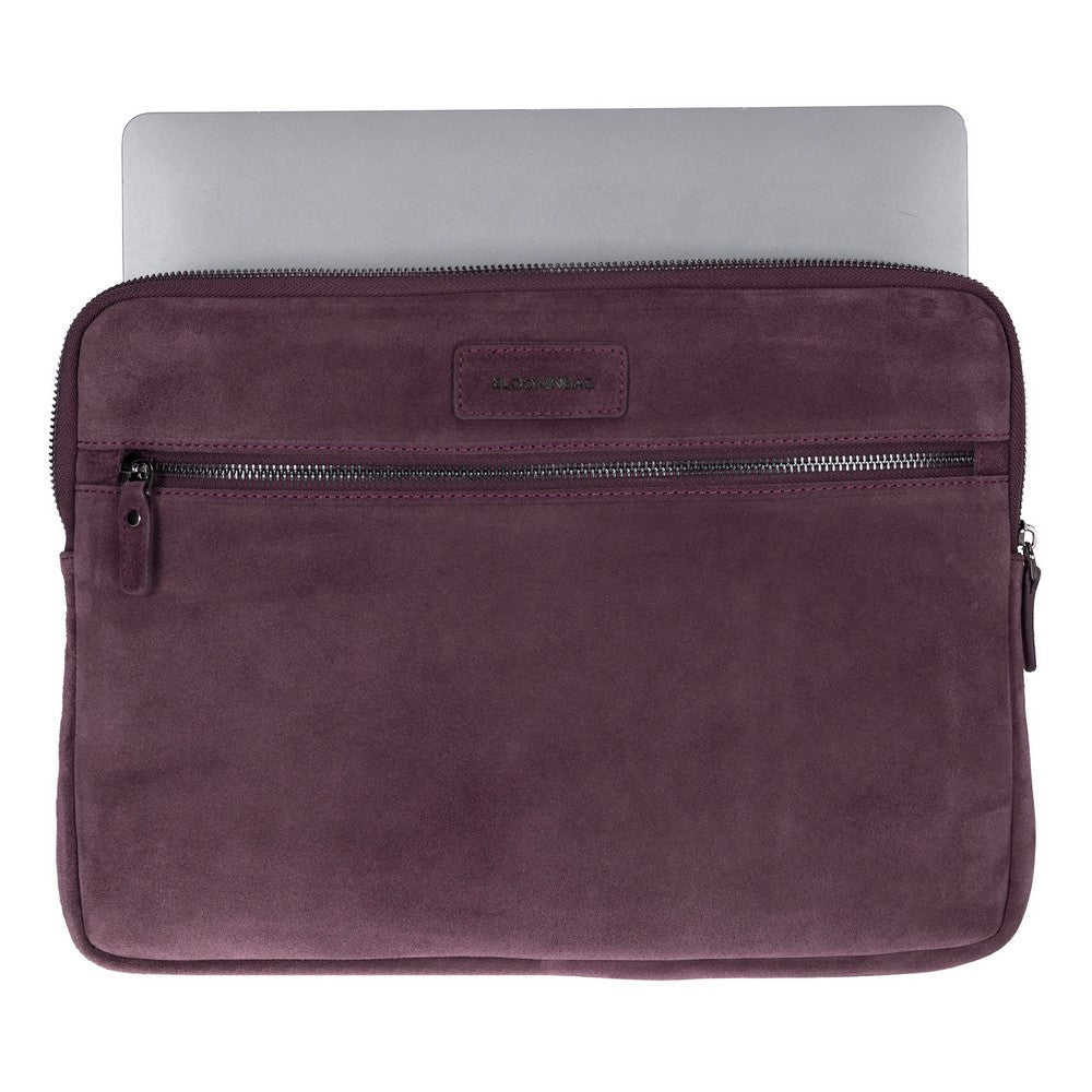 Burgundy Still Genuine Suede Leather 13-14 Inch MacBook & Laptop Sleeve