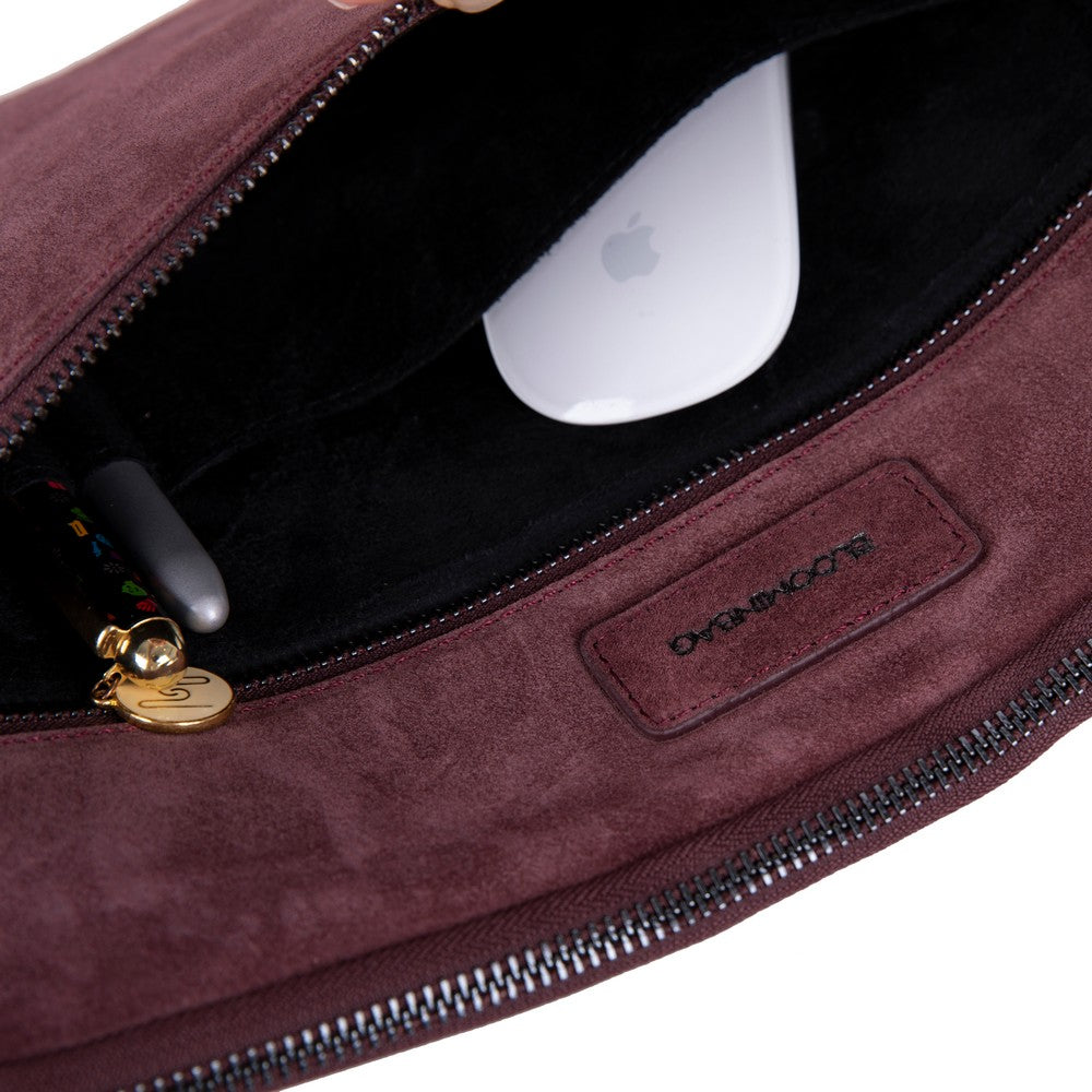 Burgundy Still Genuine Suede Leather 13-14 Inch MacBook & Laptop Sleeve