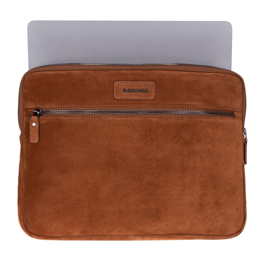 Camel Still Genuine Suede Leather 13-14 Inch MacBook & Laptop Sleeve