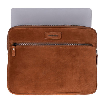 Camel Still Genuine Suede Leather 13-14 Inch MacBook & Laptop Sleeve