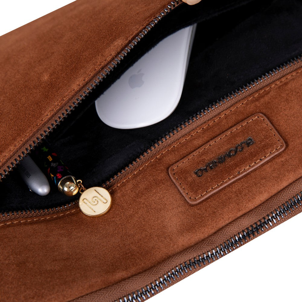 Camel Still Genuine Suede Leather 15-16 Inch MacBook & Laptop Sleeve