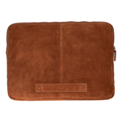 Camel Still Genuine Suede Leather 15-16 Inch MacBook & Laptop Sleeve
