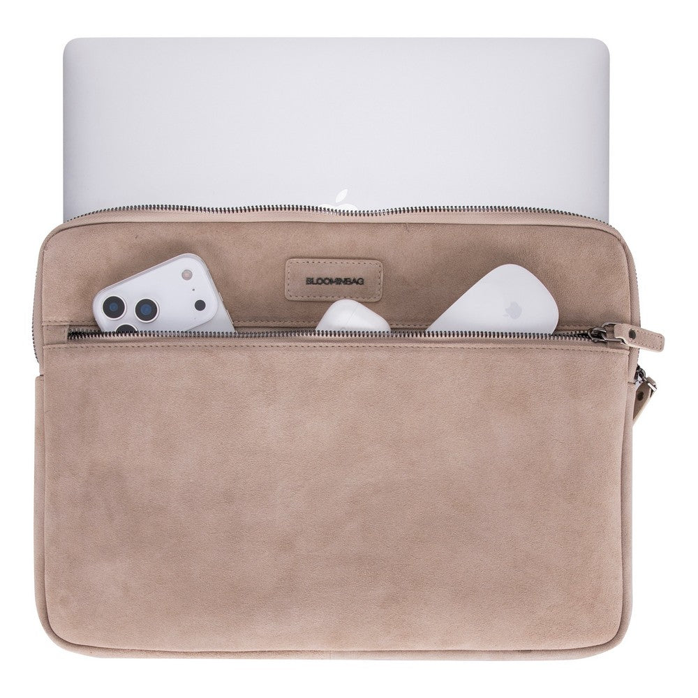 Mist Still Genuine Suede Leather 15-16 Inch MacBook & Laptop Sleeve